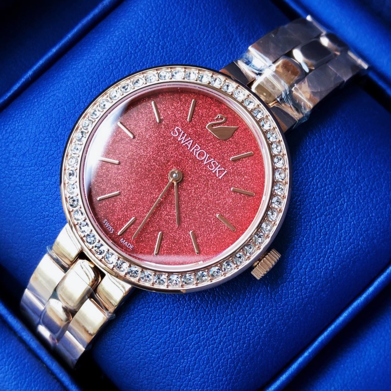 Swarovski Daytime Quartz Coral Dial Rose Gold Steel Strap Watch for Women - 5182250 Watches Swarovski   