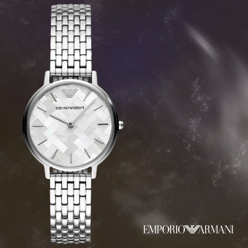 Emporio Armani Mother of Pearl Dial Silver Stainless Steel Watch For Women - AR11112 Watches Emporio Armani   