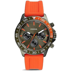 Fossil Bannon Chronograph Grey Dial Orange Silicone Strap Watch for Men - BQ2500 Watches Fossil   