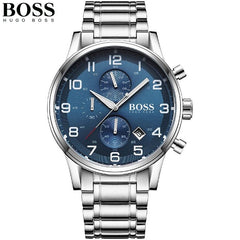 Hugo Boss Aeroliner Blue Dial Silver Steel Strap Watch for Men - 1513183 Watches Hugo Boss   