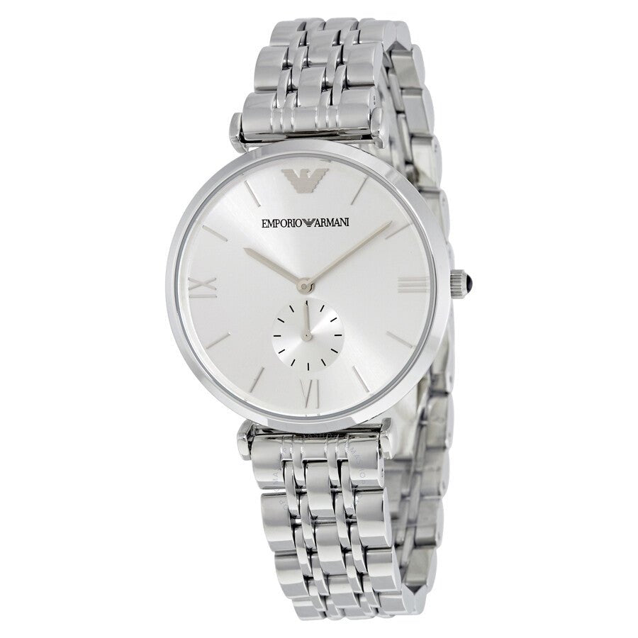 Emporio Armani Classic Silver Dial Stainless Steel Watch For Men - AR1819 Watches Emporio Armani   