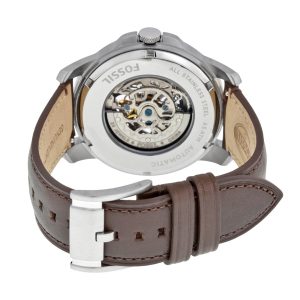 Fossil Grant Automatic Skeleton Black Dial Brown Leather Strap Watch for Men - ME3095 Watches Fossil   