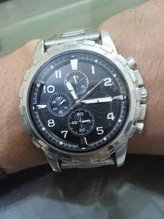 Fossil Dean Chronograph Black Dial Silver Steel Strap Watch for Men - FS4542 Watches Fossil   