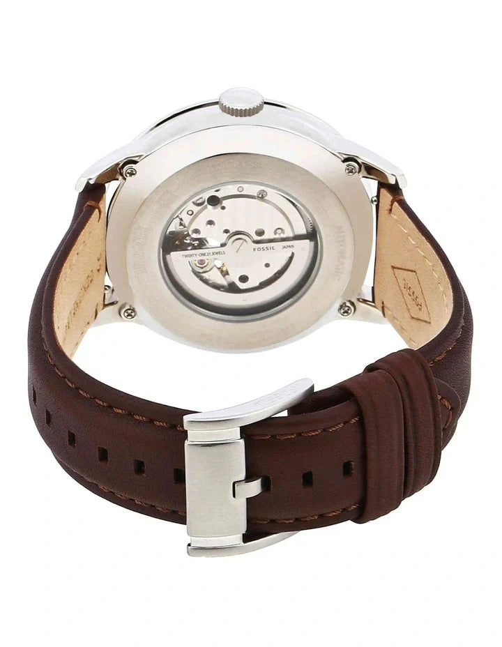 Fossil Townsman Automatic Black Dial Brown Leather Strap Watch for Men - ME3061 Watches Fossil   