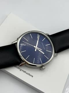 Calvin Klein High Noon Quartz Blue Dial Black Leather Strap Watch for Men - K8M211CN Watches Calvin Klein   