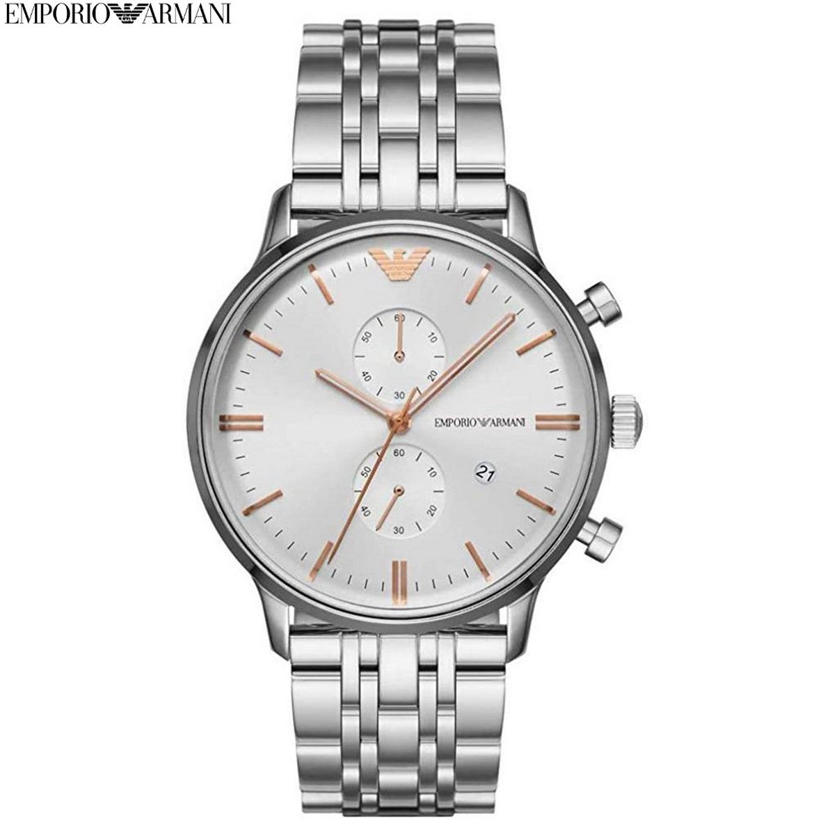 Emporio Armani Chonograph SIlver Dial Silver  Stainless Steel Watch For Men - AR1933 Watches Emporio Armani   