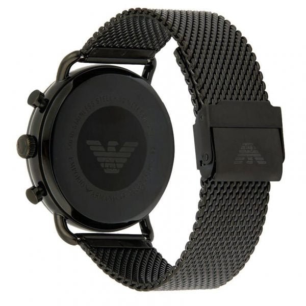 Emporio Armani Aviator Black Dial Black Mesh Bracelet Watch For Men - AR11142 Watches Emporio Armani   