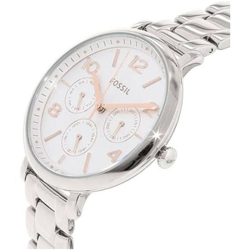 Fossil Jacqueline Multifunction White Dial Silver Steel Strap Watch for Women - ES3738 Watches Fossil   