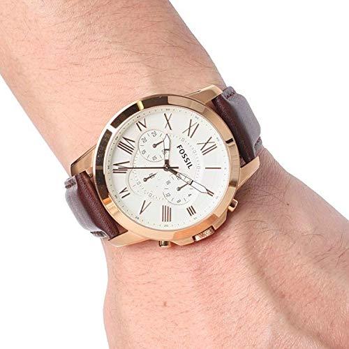 Fossil Grant Chronograph White Dial Brown Leather Strap Watch for Men - FS4991 Watches Fossil   