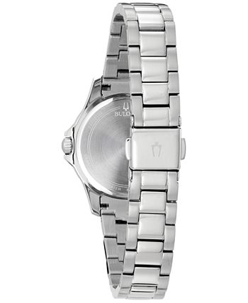 Bulova Crystal Collection Blue Mother of Pearl Dial Silver Steel Strap Watch for Women - 96L238 Watches Bulova   