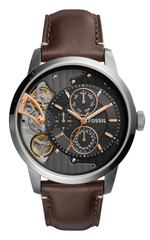 Fossil Townsman Automatic Black Dial Brown Leather Strap Watch for Men -  ME1163 Watches Fossil   