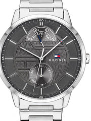 Tommy Hilfiger Hunter Grey Dial Silver Stainless Steel Strap Watch for Men - 1791608 Watches Tommy Hilfiger   