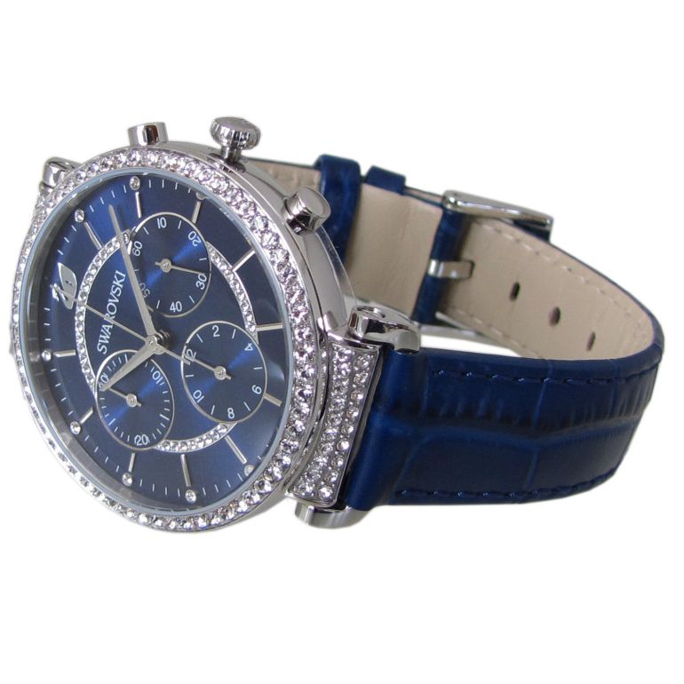 Swarovski Passage Chrono Crystal Blue Dial Blue Leather Strap Watch for Women - 5580342 Watches Swarovski   