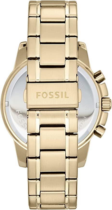 Fossil Dean Chronograph Champagne Dial Gold Steel Strap Watch for Men - FS4867 Watches Fossil   