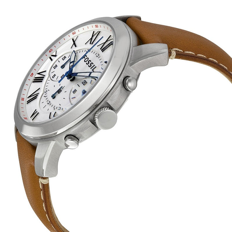 Fossil Grant Chronograph White Dial Brown Leather Strap Watch for Men - FS5060 Watches Fossil   