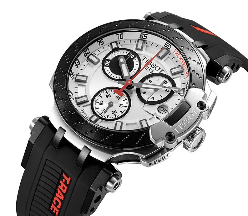 Tissot T Race Chronograph White Dial Black Silicon Strap Watch For Men - T115.417.27.011.00 Watches Tissot   