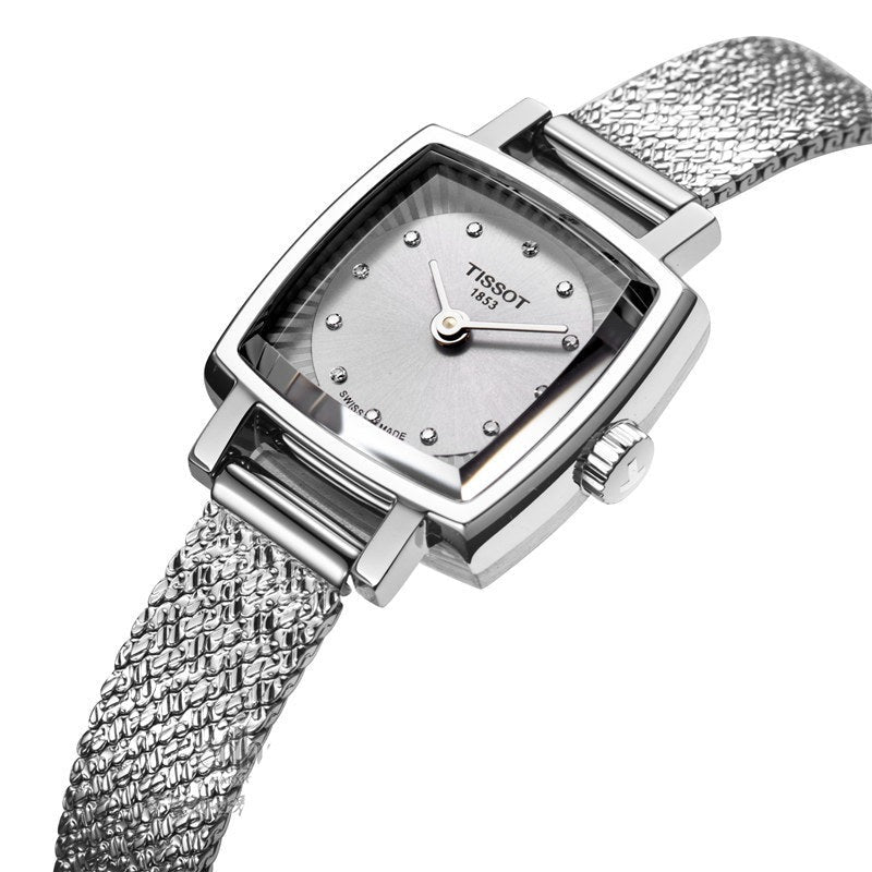 Tissot Lovely Square Silver Dial Silver Mesh Bracelet Watch For Women - T058.109.11.036.00 Watches Tissot   