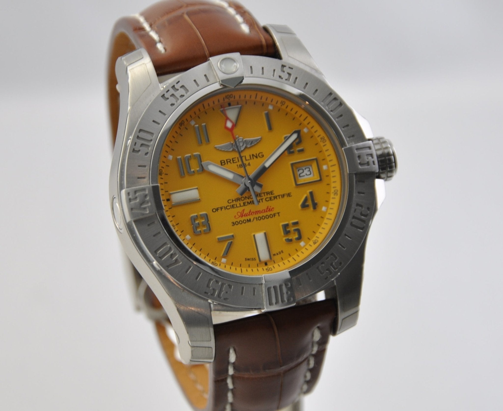 Breitling Avenger 11 Seawolf Stainless Steel Cobra Yellow Dial Mens Watch - A1733110/I519/434X Watches Breitling   