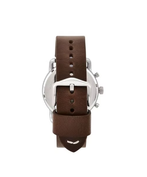 Fossil The Commuter White Dial Brown Leather Strap Watch for Men - FS5402 Watches Fossil   