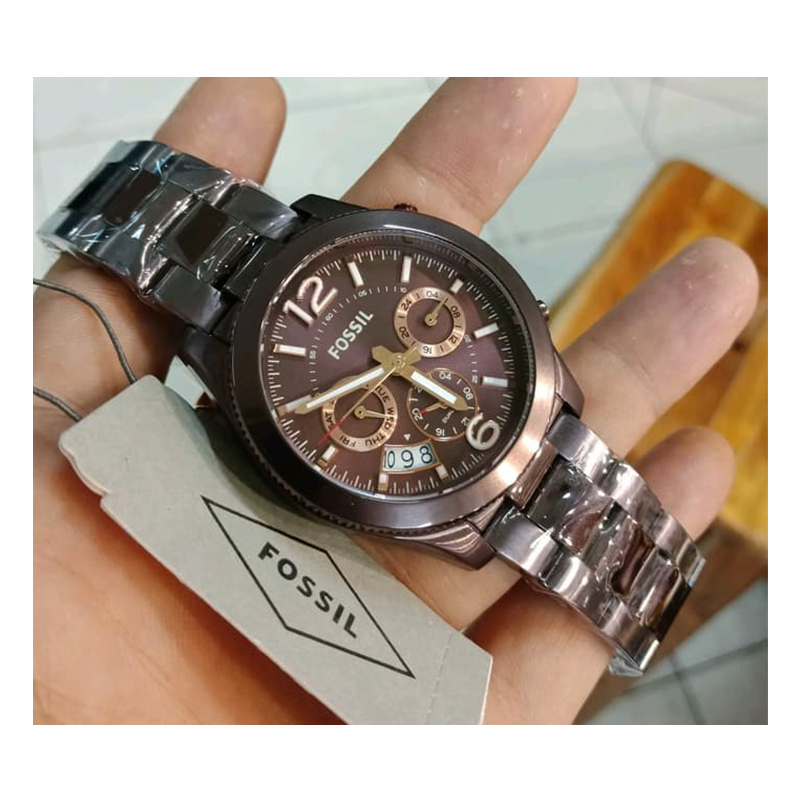 Fossil Perfect Boyfriend Multifunction Maroon Dial Maroon Steel Strap Watch for Women - ES4110 Watches Fossil   