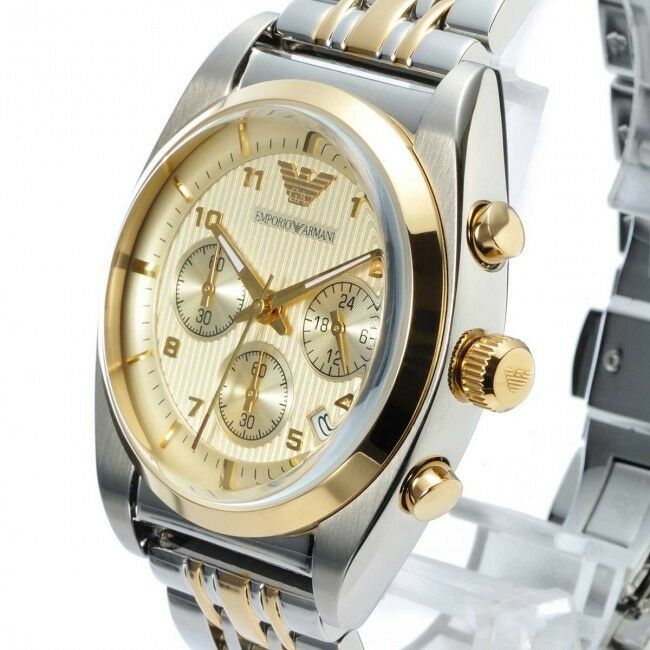 Emporio Armani Classic Chronograph White Dial Stainless Steel Strap Watch For Men - AR0396 Watches Emporio Armani   