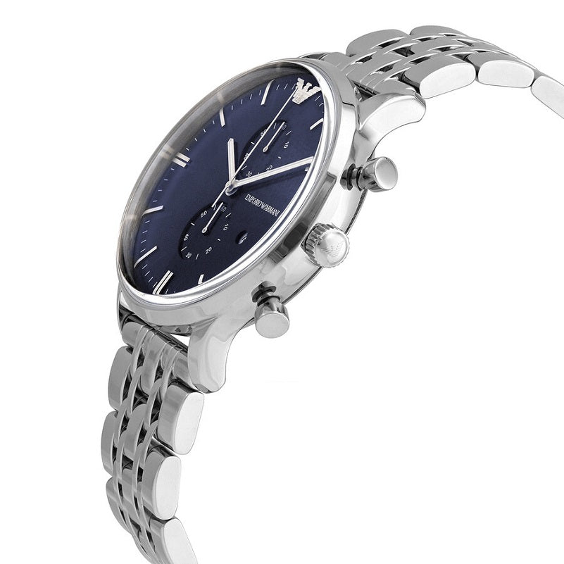 Emporio Armani Gianni Chronograph Blue Dial Silver Stainless Steel Watch For Men - AR1648 Watches Emporio Armani   