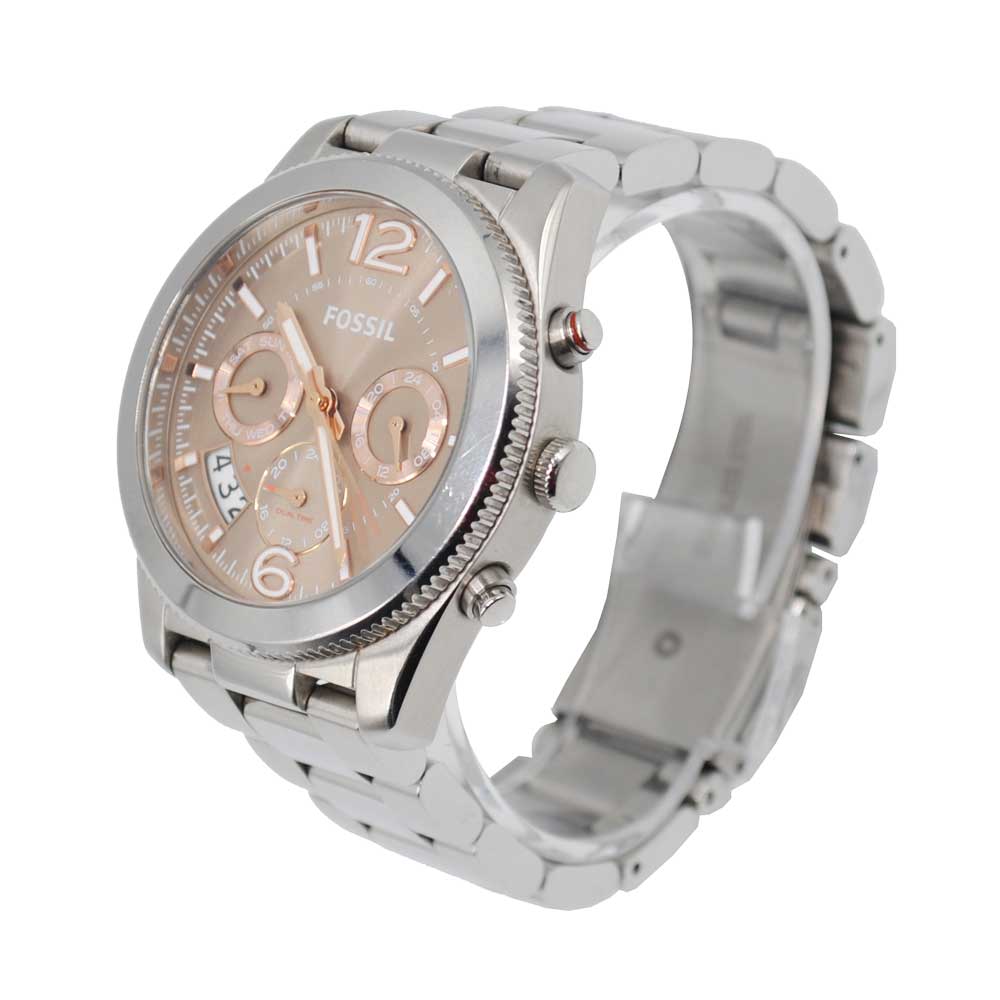 Fossil Perfect Boyfriend Taupe Dial Silver Steel Strap Watch for Women - ES4146 Watches Fossil   