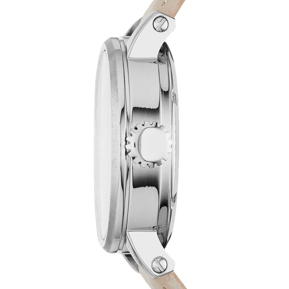 Fossil Boyfriend Automatic Skeleton Silver Dial White Leather Strap Watch for Women - ME3069 Watches Fossil   