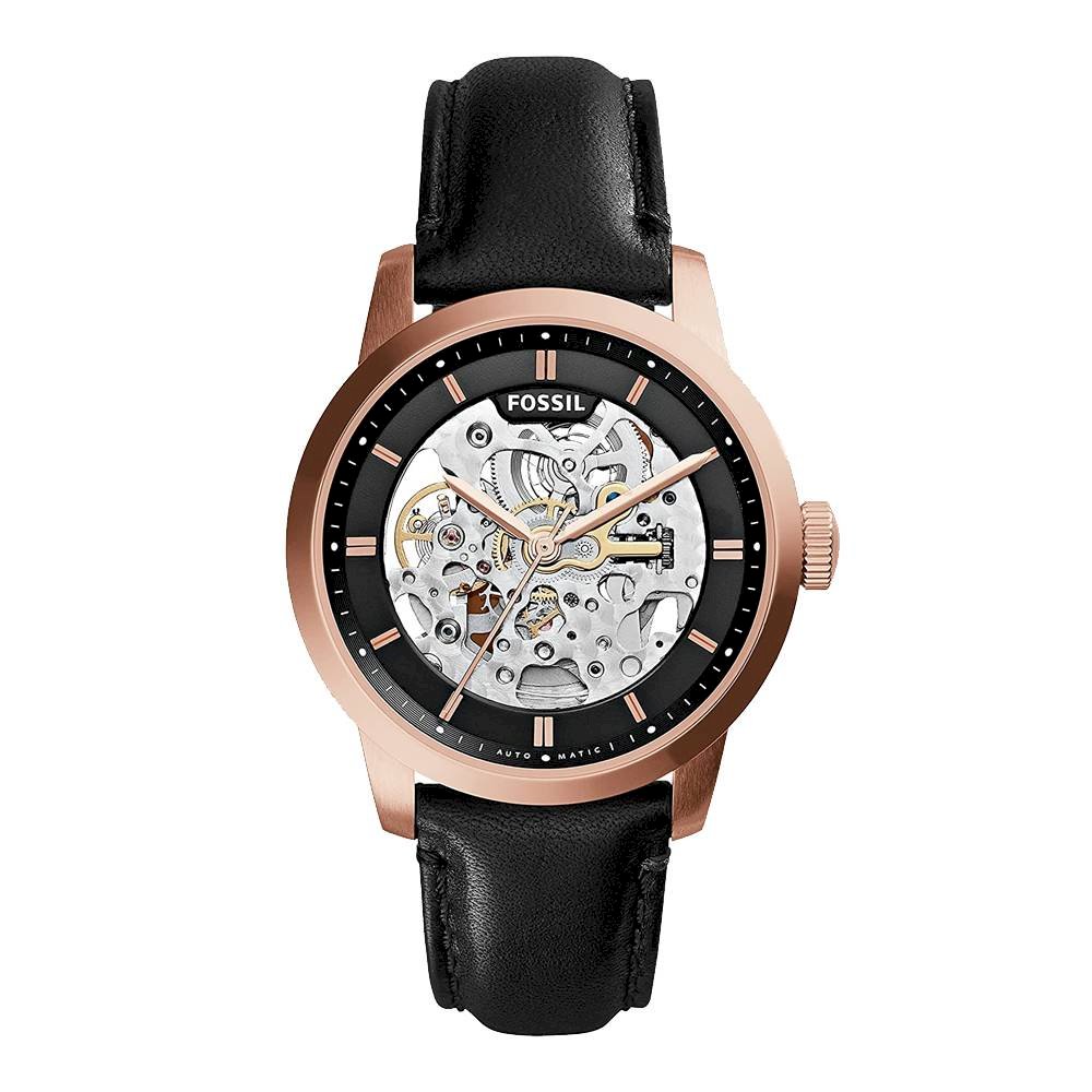 Fossil Townsman Automatic Skeleton Black Dial Black Leather Strap Watch for Men - ME3084 Watches Fossil   