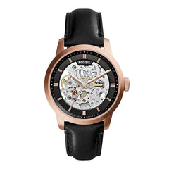 Fossil Townsman Automatic Skeleton Black Dial Black Leather Strap Watch for Men - ME3084 Watches Fossil   