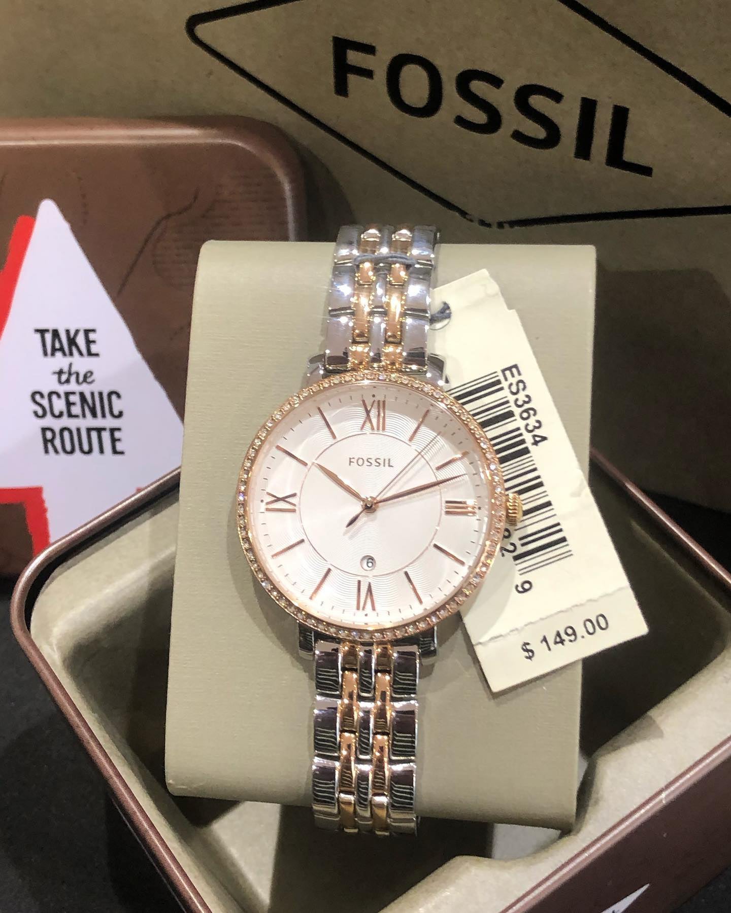 Fossil Jacqueline White Dial Two Tone Steel Strap Watch for Women - ES3634 Watches Fossil   