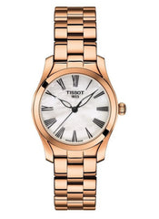 Tissot T Wave Mother of Pearl Dial Rose Gold Stainless Steel Watch For Women - T112.210.33.113.00 Watches Tissot   