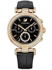 Swarovski Era Journey Chronograph Black Dial Black Leather Strap Watch for Women - 5295320 Watches Swarovski   