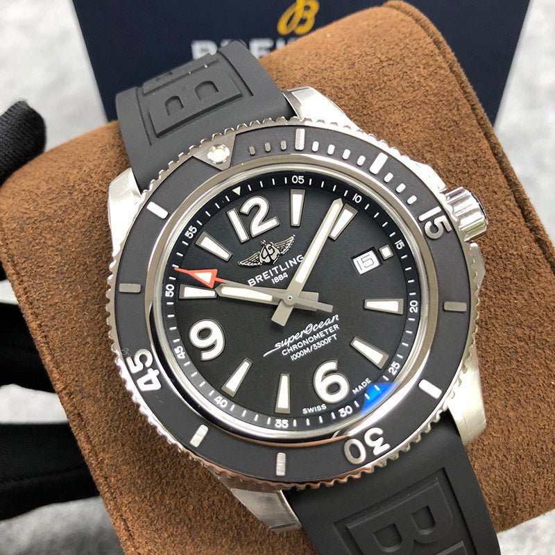 Breitling Superocean II 44mm Black Dial Black Rubber Strap Watch for Men - A17367D71B1S2 Watches Breitling   