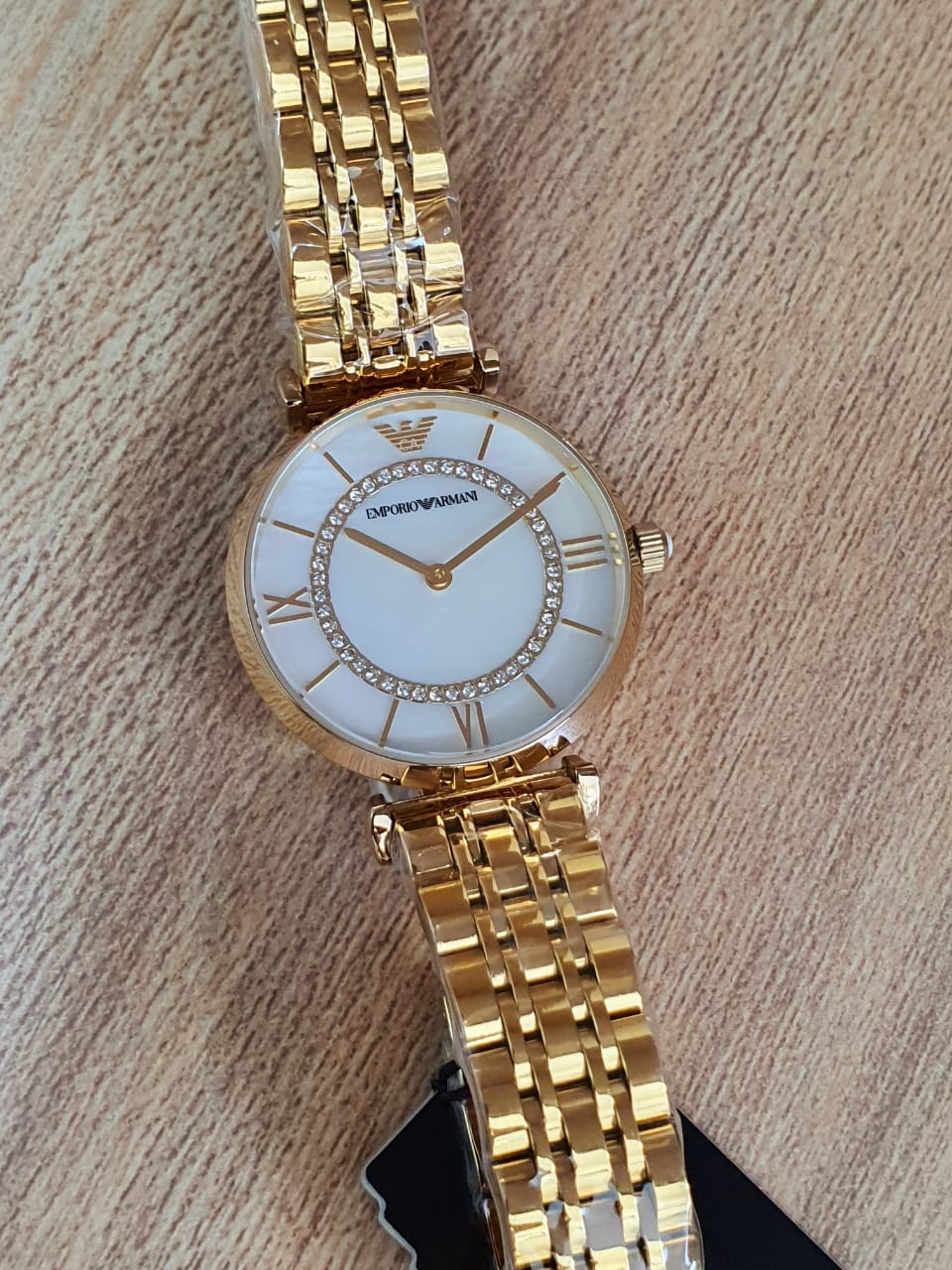 Emporio Armani Gianni T Bar White Mother of Pearl Dial Gold Stainless Steel Watch For Women - AR1907 Watches Emporio Armani   