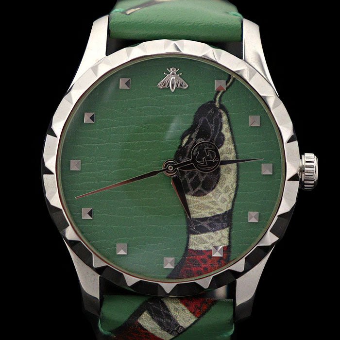 Gucci G Timeless Le Marche Des Merveilles Green Dial Green Leather Strap Watch Unisex - YA1264081 Watches Gucci   