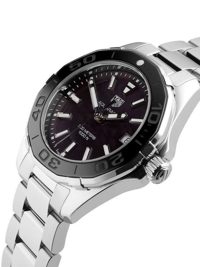 Tag Heuer Aquaracer Quartz 35mm Black Dial Silver Steel Strap Watch for Women - WAY131K.BA0748 Watches Tag Heuer   