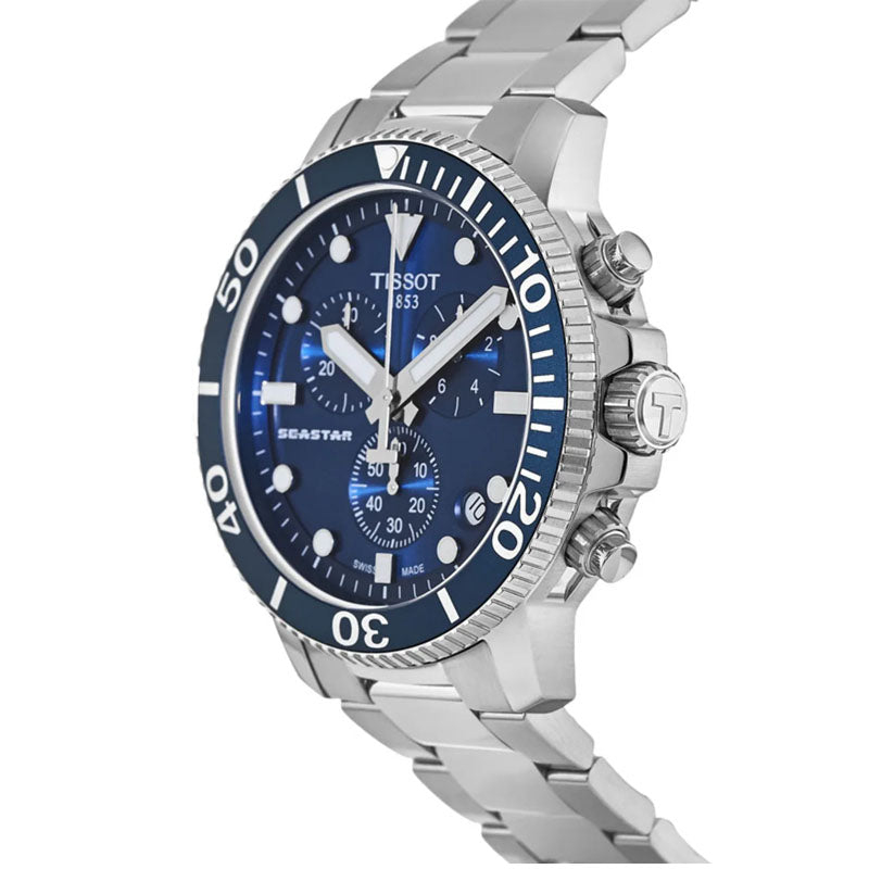 Tissot Seaster 1000 Chronograph Blue Dial Silver Stainless Steel Strap Watch For Men - T120.417.11.041.00 Watches Tissot   