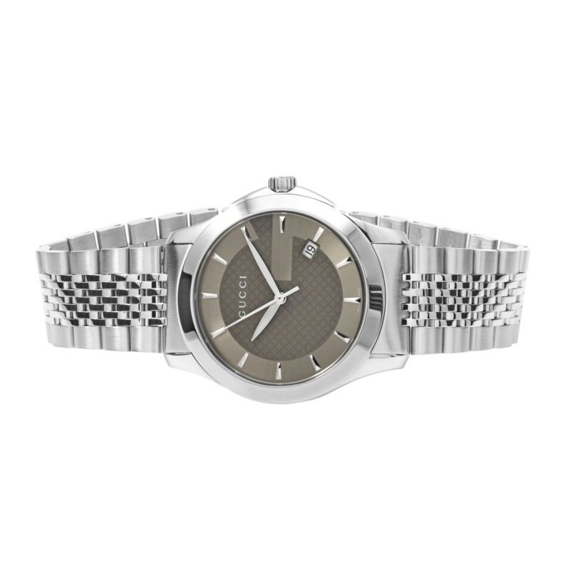 Gucci G Timeless Brown Dial Silver Steel Strap Watch For Women - YA126503 Watches Gucci   