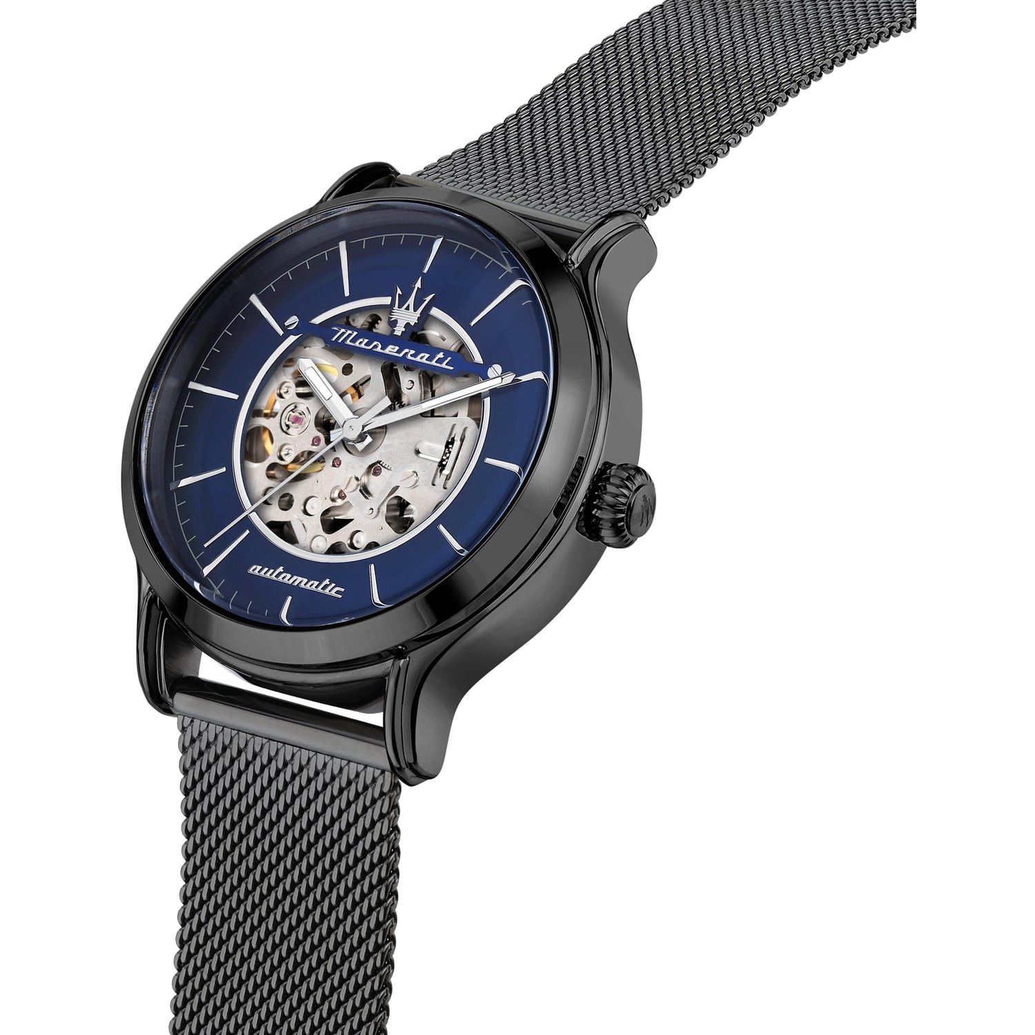 Maserati Epoca Automatic Skeleton Blue Dial Mesh Bracelet Watch For Men - R8823118002 Watches Maserati   