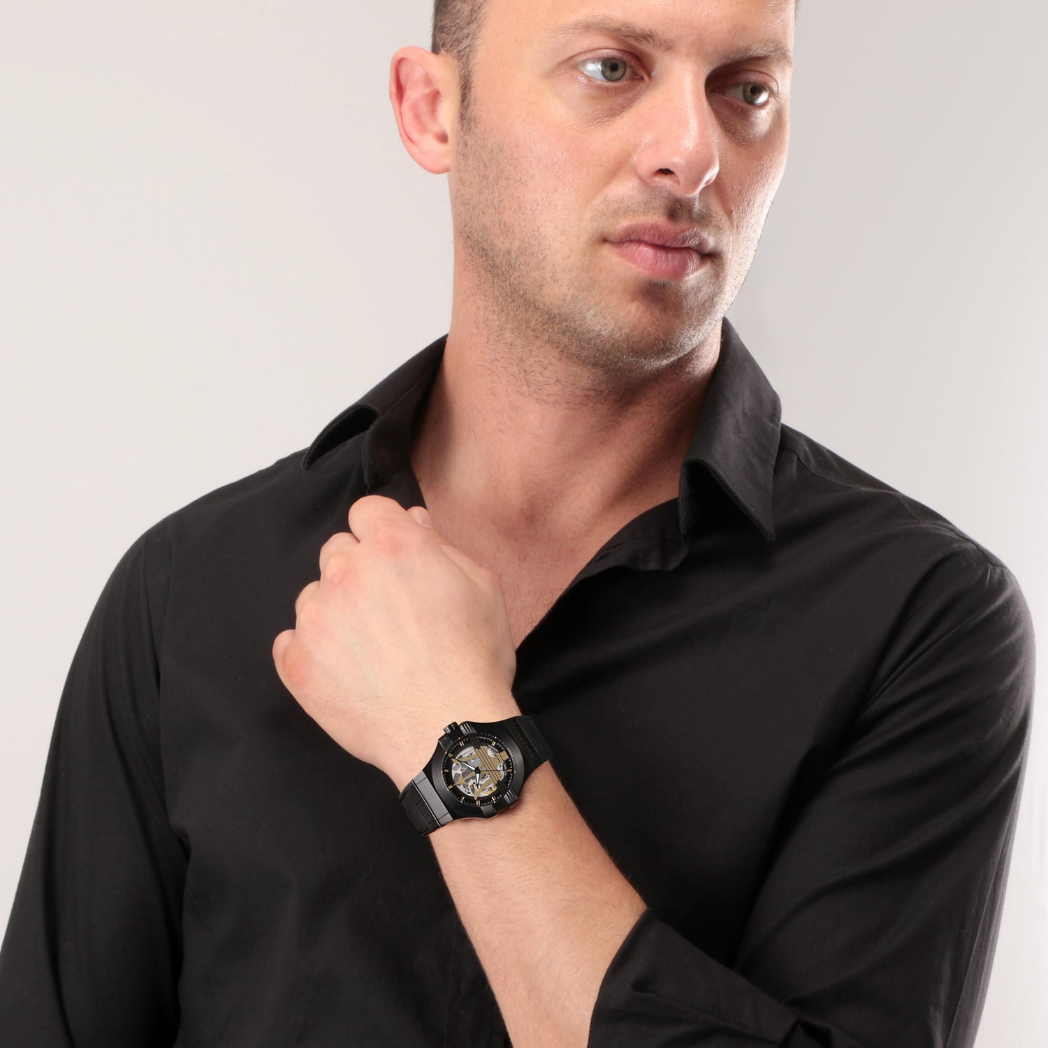 Maserati Potenza Skeleton Limited Edition Black Dial Black Leather Strap Watch For Men - R8821108027 Watches Maserati   