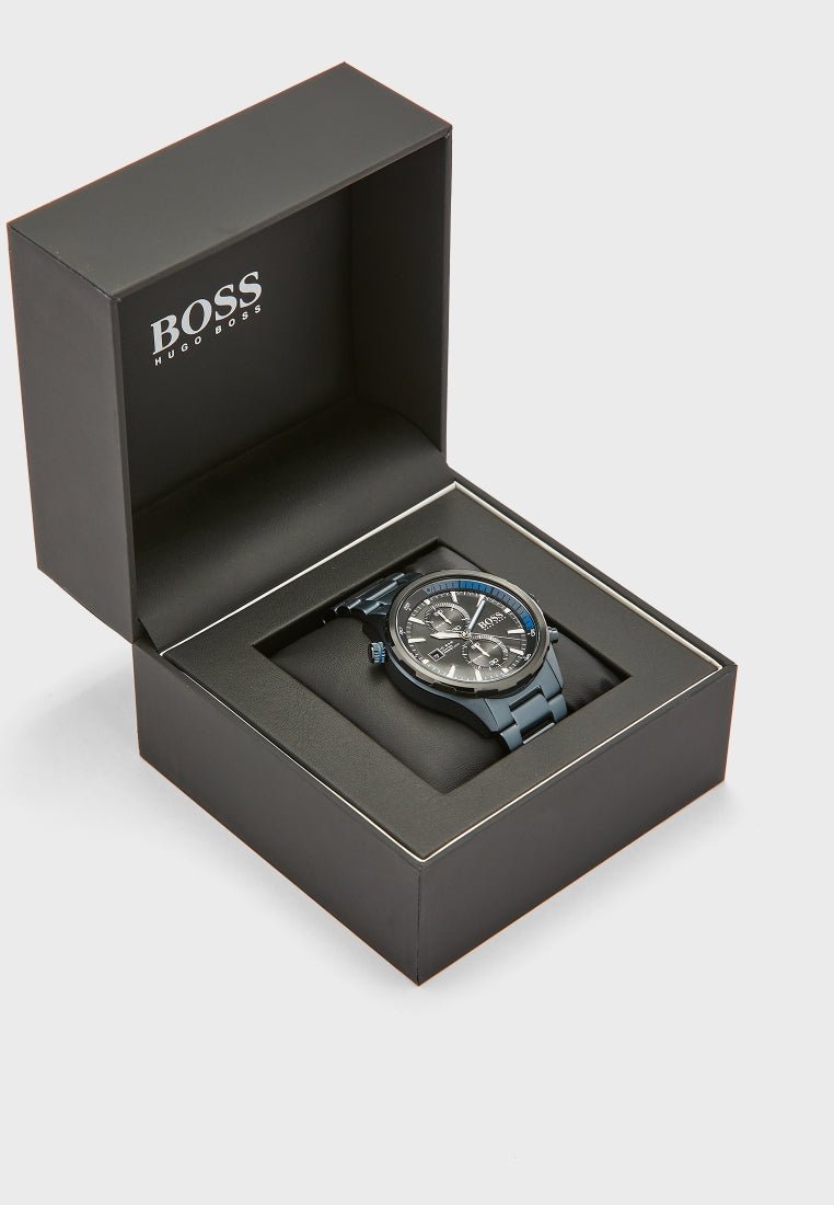 Hugo Boss Globetrotter Black Dial Black Steel Strap Watch for Men - 1513824 Watches Hugo Boss   