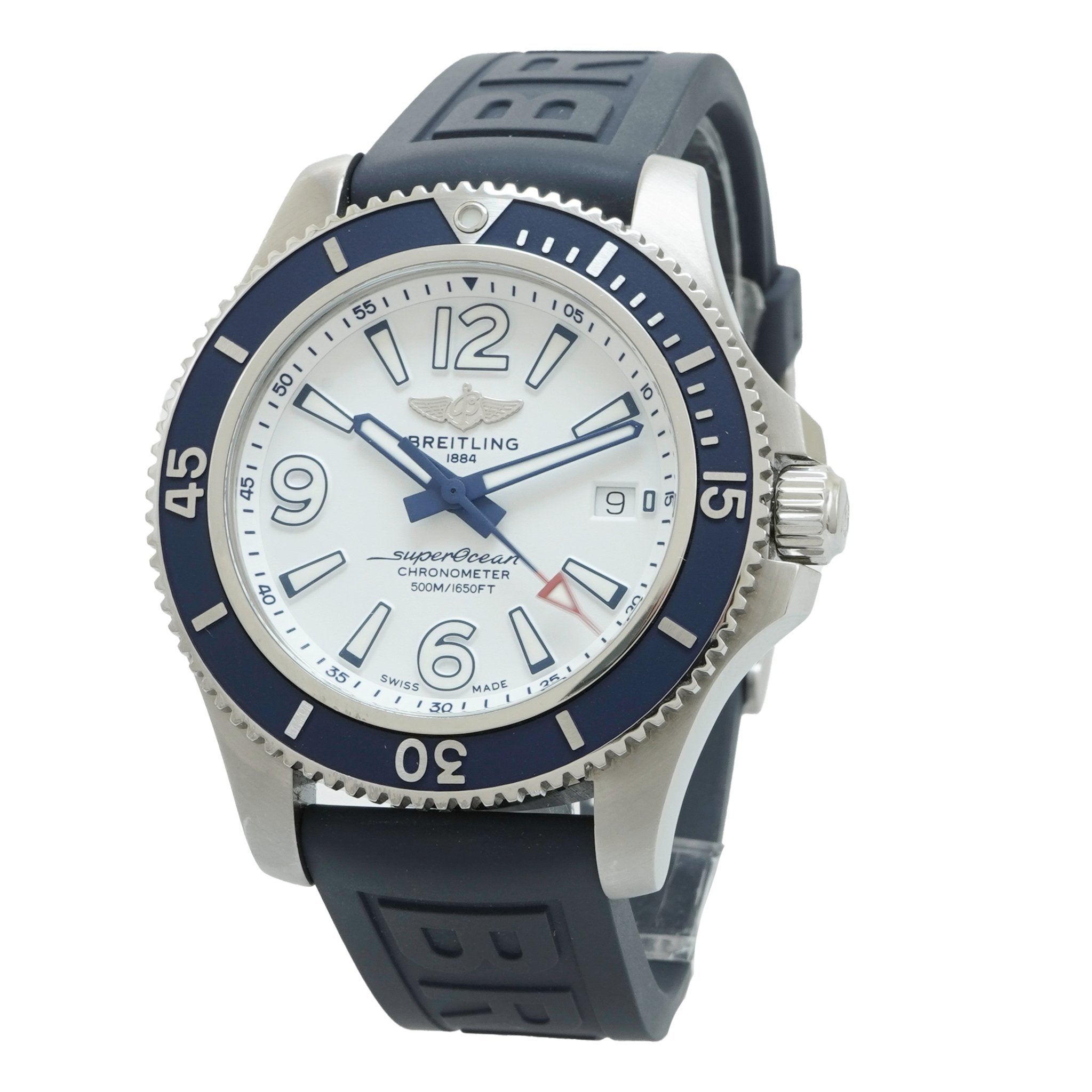 Breitling Superocean II Automatic 42mm White Dial Blue Rubber Strap Watch for Men - A17366D81A1S2 Watches Breitling   