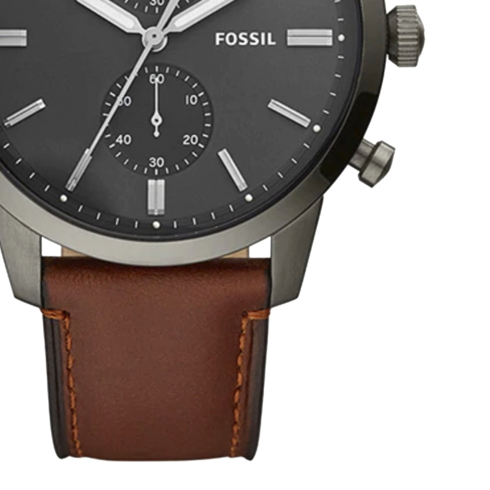 Fossil Townsman Chronograph Gray Dial Brown Leather Strap Watch for Men - FS5522 Watches Fossil   