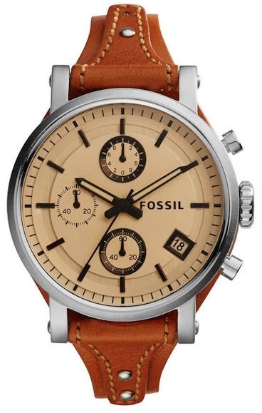 Fossil Original Boyfriend Sport Chronograph Beige Dial Brown Leather Strap Watch for Women - ES4046 Watches Fossil   