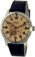 Fossil Pilot 54 Automatic Cream Dial Brown Leather Strap Watch for Men - ME3119 Watches Fossil   