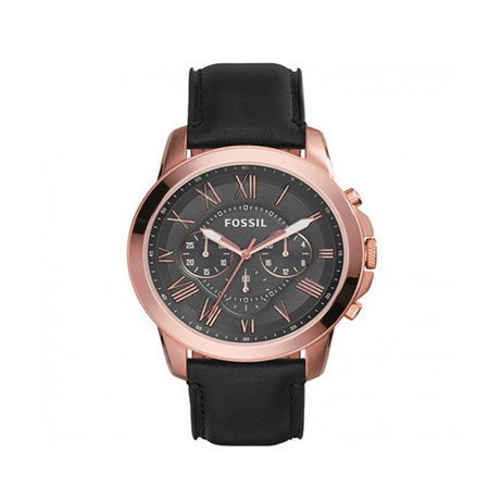 Fossil Grant Chronograph Black Dial Black Leather Strap Watch for Men - FS5085 Watches Fossil   