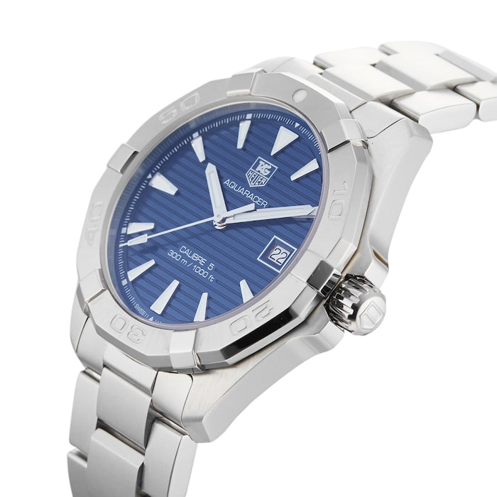 Tag Heuer Aquaracer Automatic 41mm Blue Dial Silver Steel Strap Watch for Men - WAY2112.BA0928 Watches Tag Heuer   