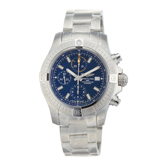 Breitling Avenger Chronograph 45mm Blue Dial Silver Steel Strap Watch for Men - A13317101C1A1 Watches Breitling   