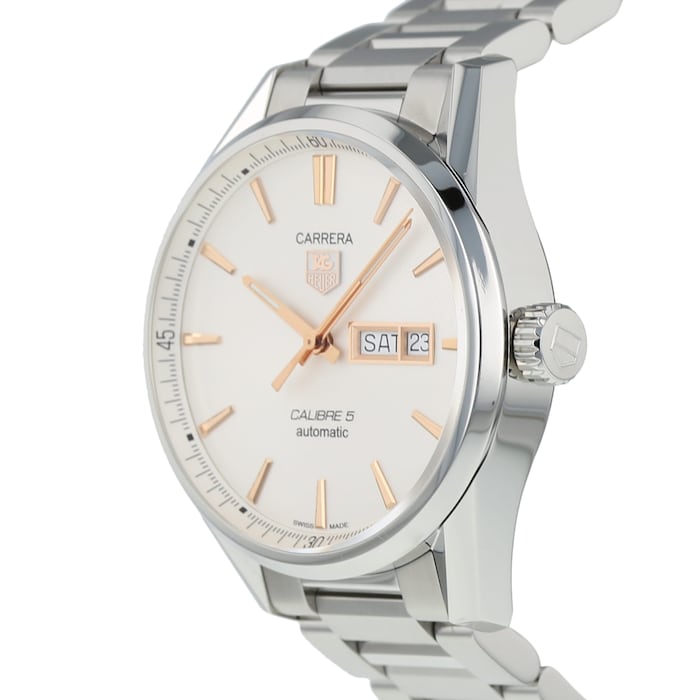 Tag Heuer Carrera Calibre 5 White Dial Silver Steel Strap Watch for Men - WAR201D.BA0723 Watches Tag Heuer   